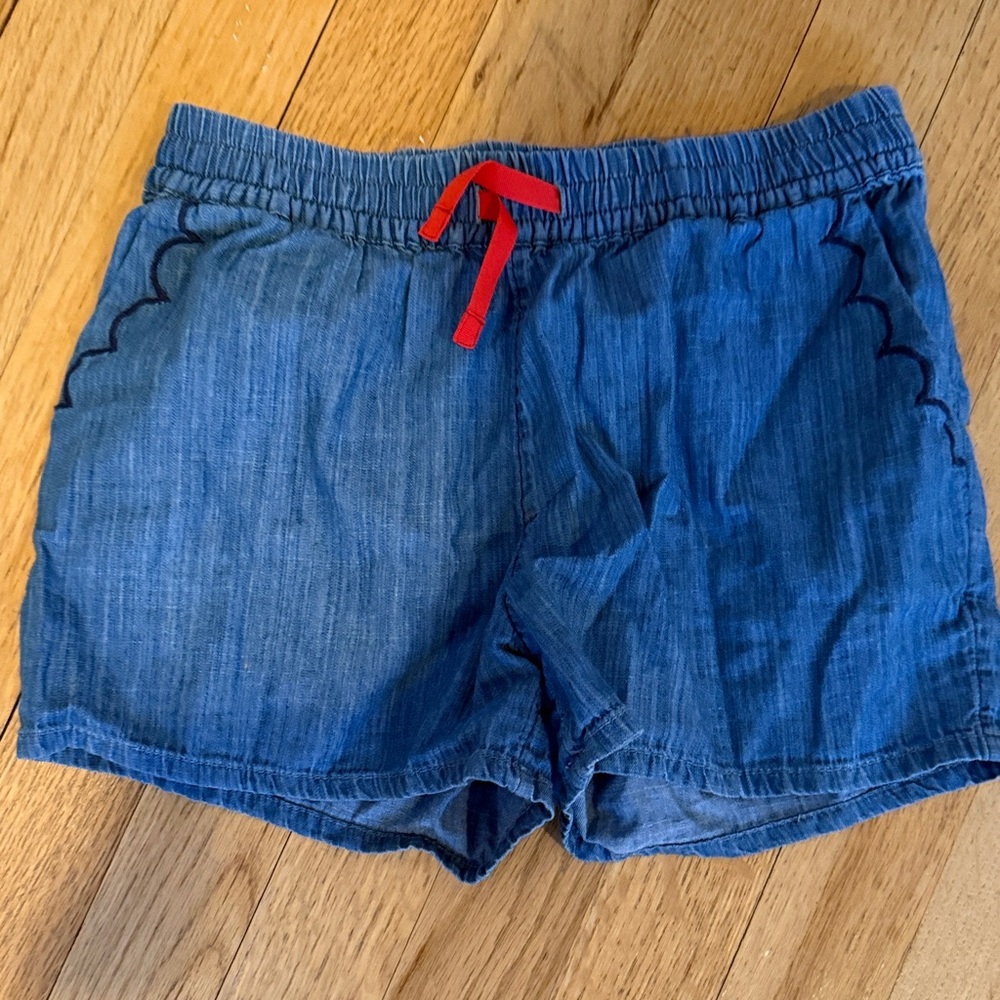 Boden Blue Denim Shorts with Red Drawstring, size 9